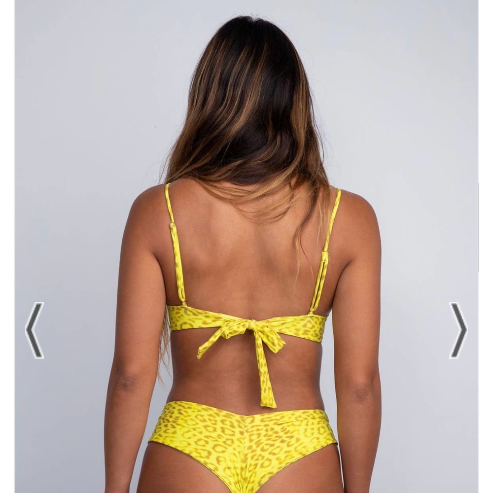 SKATIE Kate Bikini Top in Tulum Neon Yellow Cheetah Leopard Print XL - Picture 4 of 9